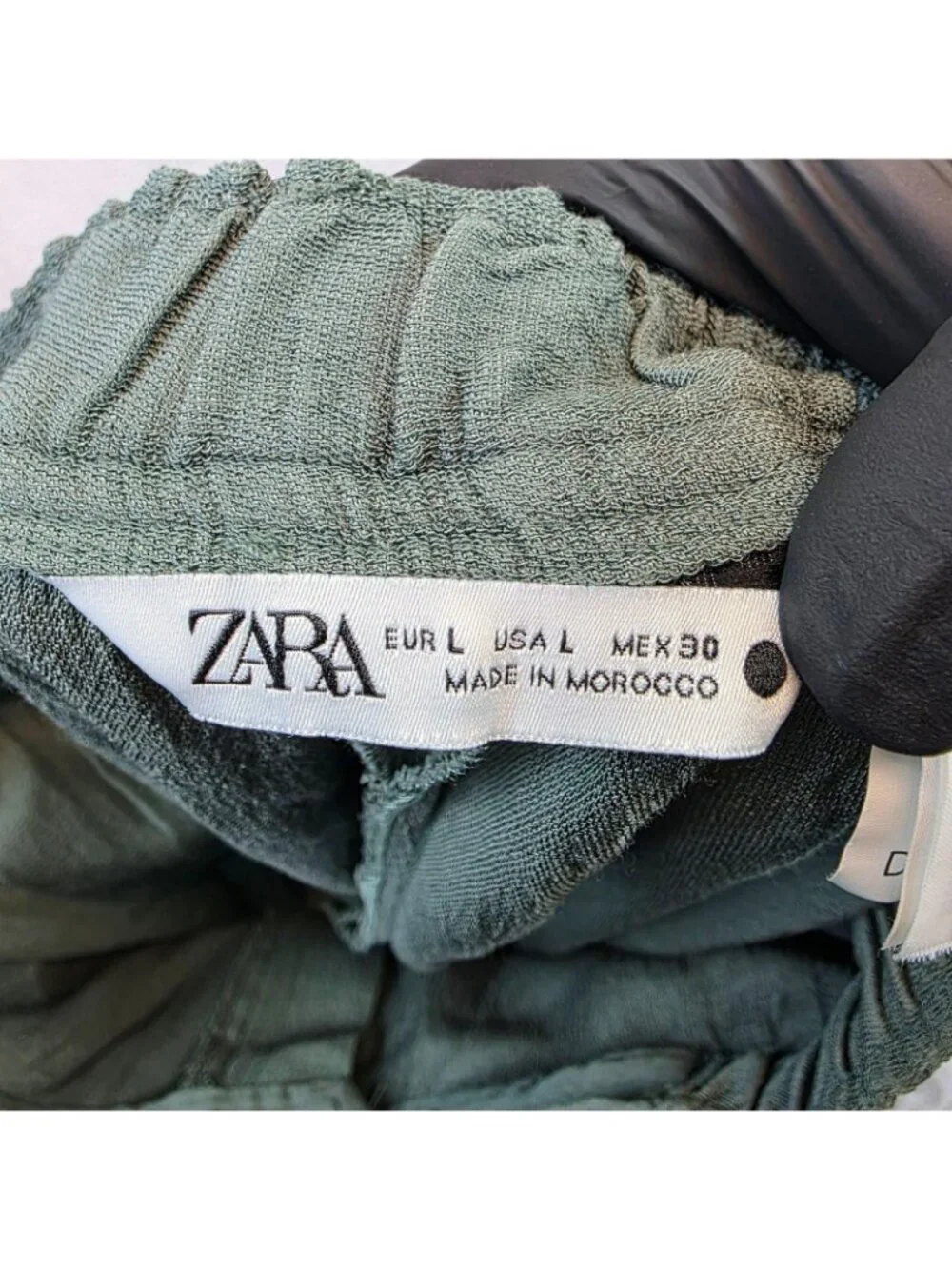 Zara Pants Womens L Green Crepe Straight Leg Wrap Tie Elastic Waist Relaxed